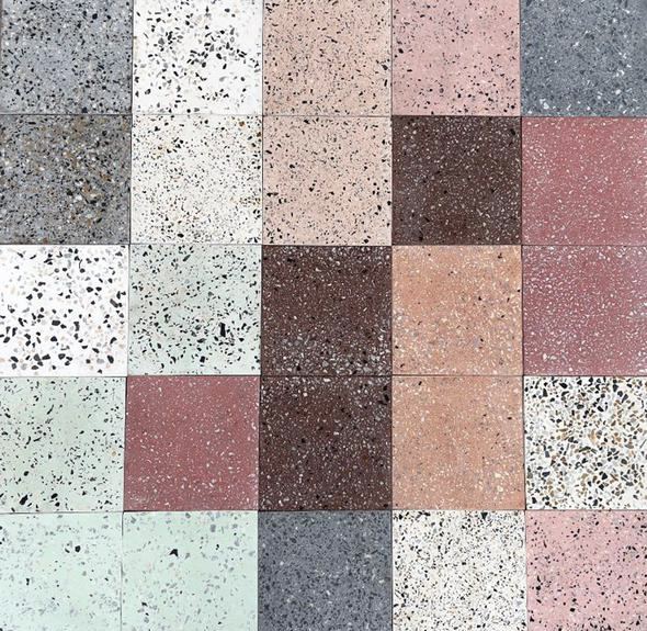 Muestras de terrazzo en distintos colores